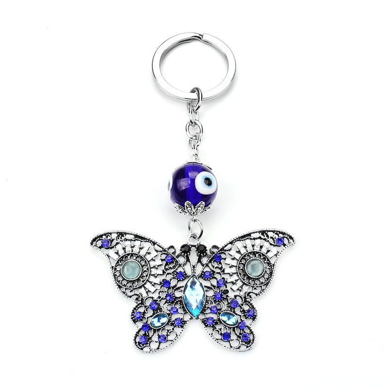Wholesale Devil's Eye Butterfly Glass Keychains